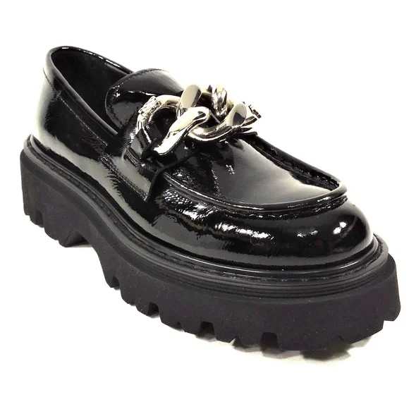 CASADEI 🇮🇹 WOMENS BLACK PATENT LEATHER COMFORT LOAFERS - Picture 3 of 7